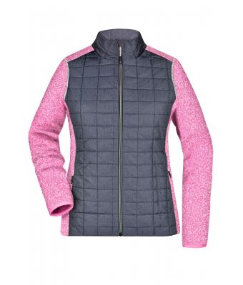 Dames Ladies' Knitted Hybrid Jacket Roze/antraciet-melange 10459
