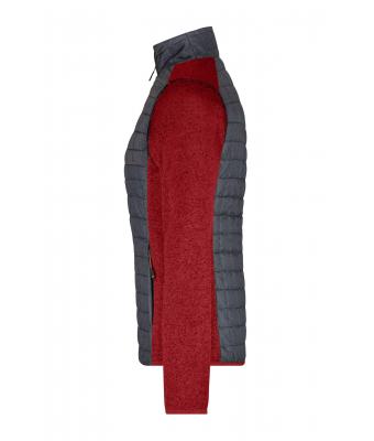 Dames Ladies' Knitted Hybrid Jacket Rood-melange/antraciet-melange 10459