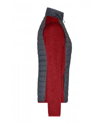 Damen Ladies' Knitted Hybrid Jacket Red-melange/anthracite-melange 10459
