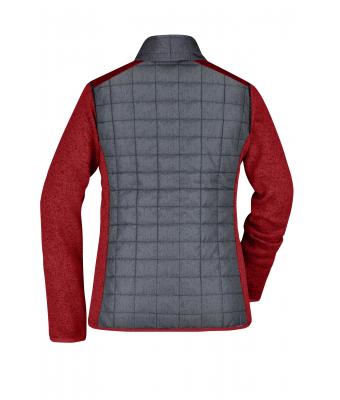 Damen Ladies' Knitted Hybrid Jacket Red-melange/anthracite-melange 10459