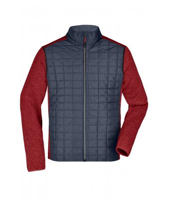 Men Men's Knitted Hybrid Jacket Red-melange/anthracite-melange 10460