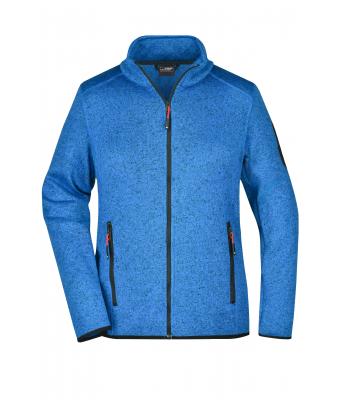 Damen Ladies' Knitted Fleece Jacket Royal-melange/red 8304