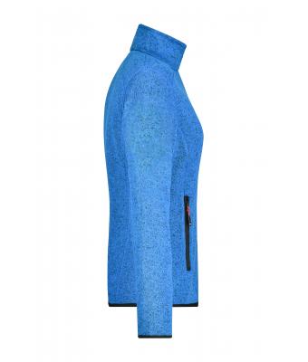 Dames Ladies' Knitted Fleece Jacket Royal-melange/rood 8304