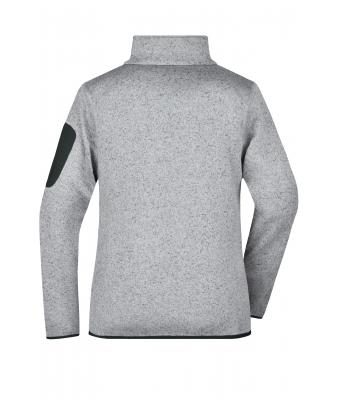 Ladies Ladies' Knitted Fleece Jacket Light-grey-melange/red 8304