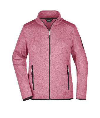 Ladies Ladies' Knitted Fleece Jacket Pink-melange/off-white 8304
