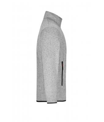 Herren Men's Knitted Fleece Jacket Light-grey-melange/red 8305