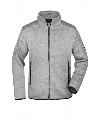 Men Men's Knitted Fleece Jacket Light-grey-melange/red 8305