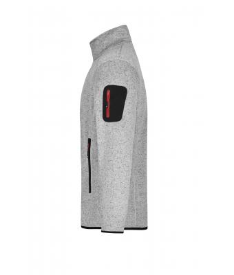 Heren Men's Knitted Fleece Jacket Lichtgrijs-melange/rood 8305