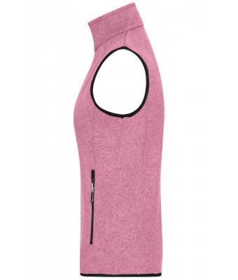 Dames Ladies' Knitted Fleece Vest Roze-melange/gebroken-wit 8490