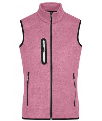 Dames Ladies' Knitted Fleece Vest Roze-melange/gebroken-wit 8490