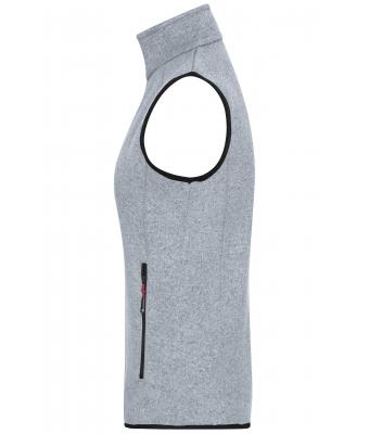 Herren Men's Knitted Fleece Vest Light-grey-melange/red 8491