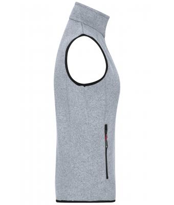 Herren Men's Knitted Fleece Vest Light-grey-melange/red 8491