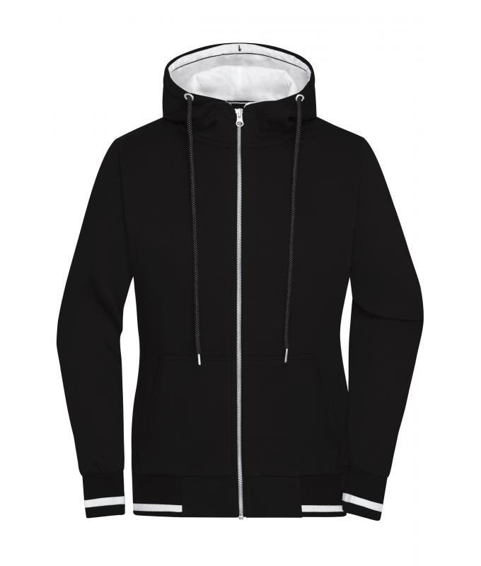 Ladies Ladies' Club Sweat Jacket Black/white 8577