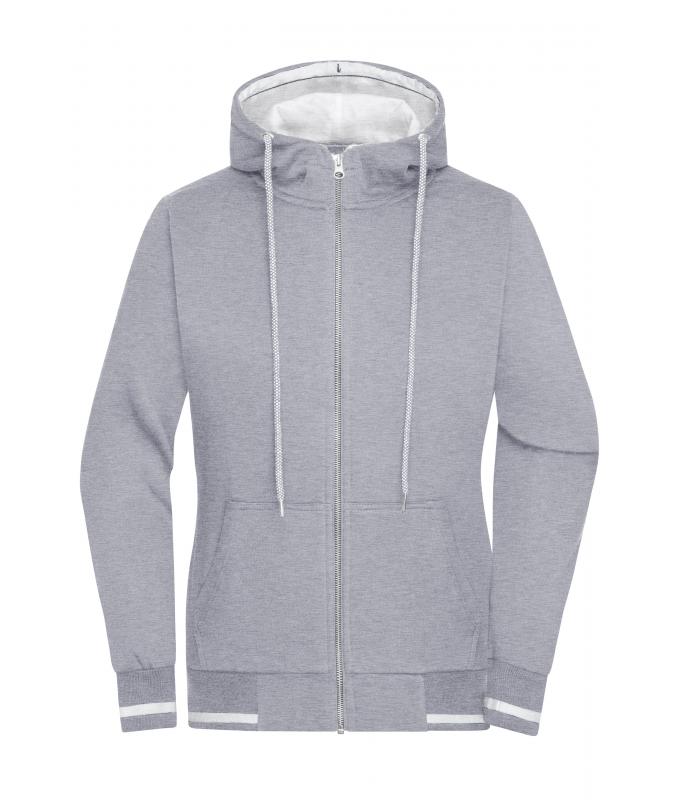 Ladies Ladies' Club Sweat Jacket Grey-heather/white 8577
