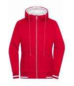Dames Ladies' Club Sweat Jacket Rood/wit 8577