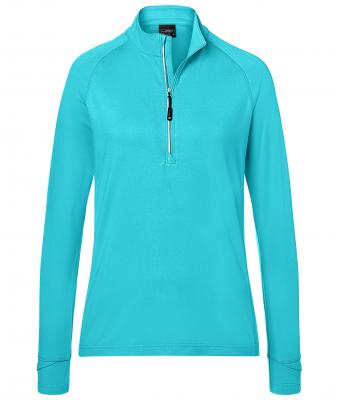 Dames Ladies' Sports  Shirt Halfzip Turquoise 8598