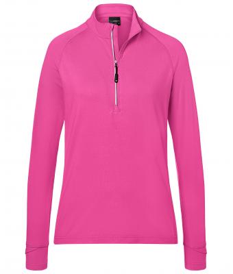 Dames Ladies' Sports  Shirt Halfzip Roze 8598
