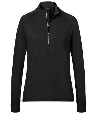 Dames Ladies' Sports  Shirt Halfzip Zwart 8598
