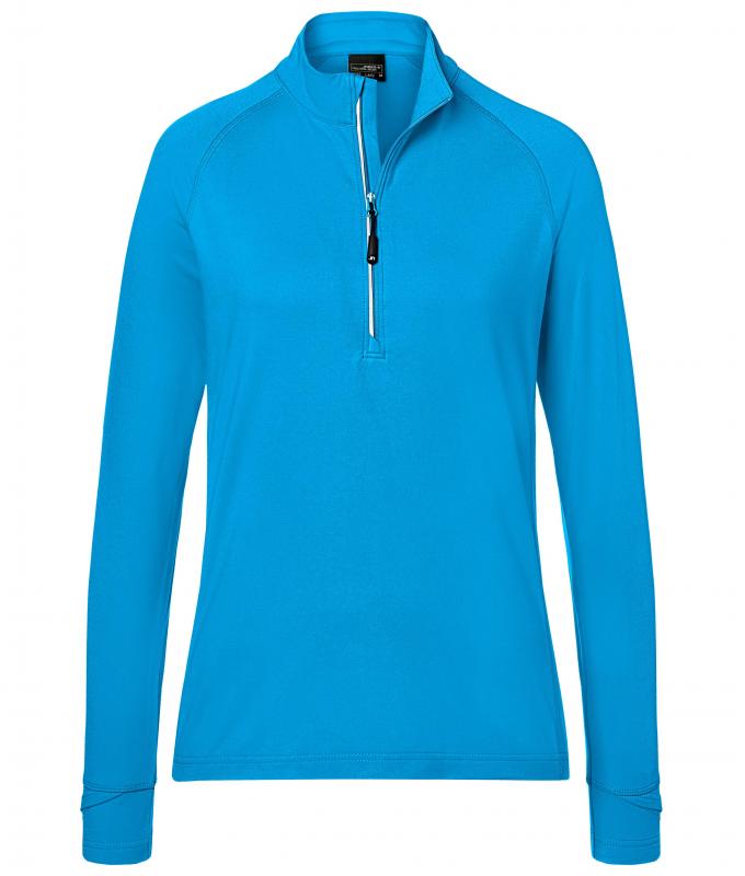 Damen Ladies' Sports Shirt Half-Zip Bright-blue 8598