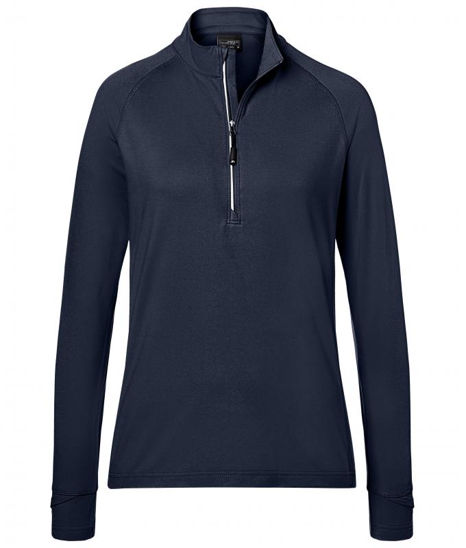 Damen Ladies' Sports Shirt Half-Zip Navy 8598