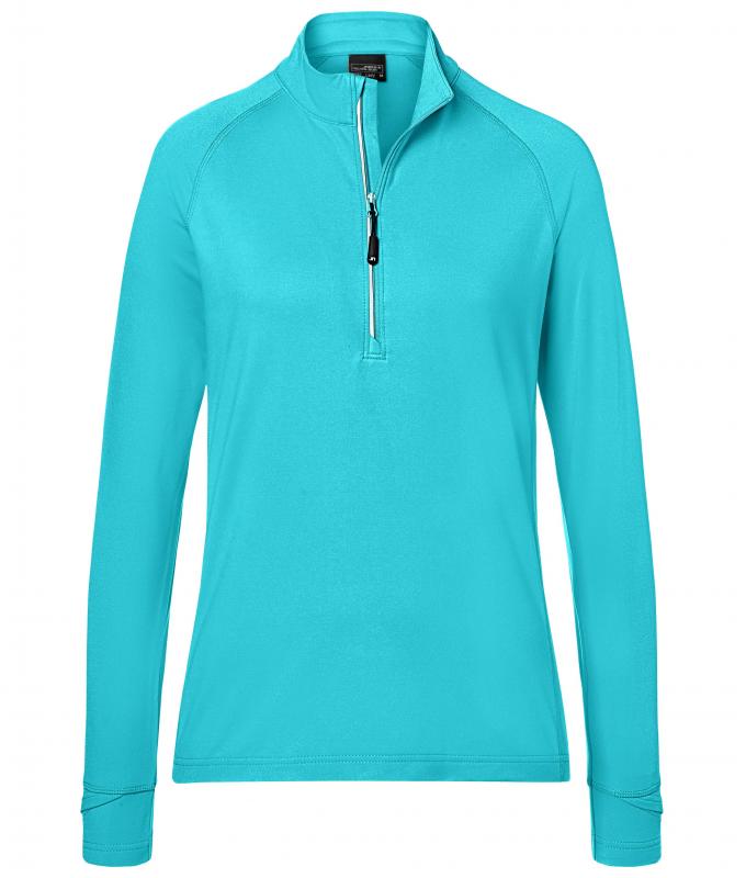 Damen Ladies' Sports Shirt Half-Zip Turquoise 8598