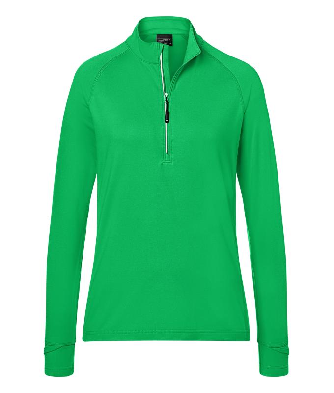 Damen Ladies' Sports Shirt Half-Zip Fern-green 8598