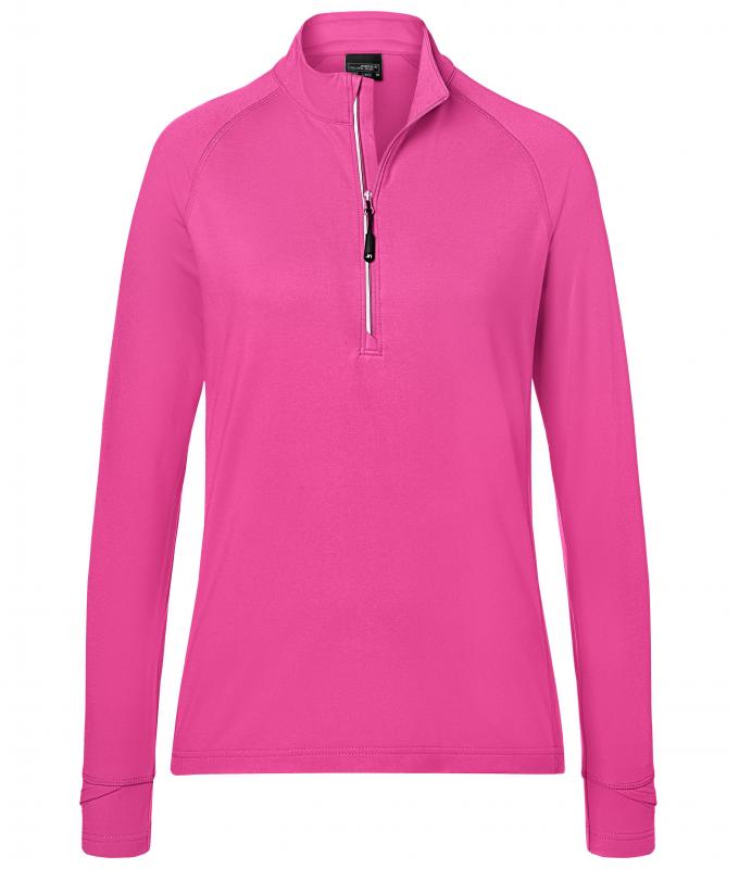 Damen Ladies' Sports Shirt Half-Zip Pink 8598