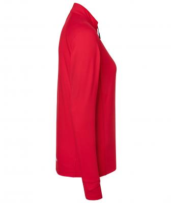 Damen Ladies' Sports Shirt Half-Zip Red 8598