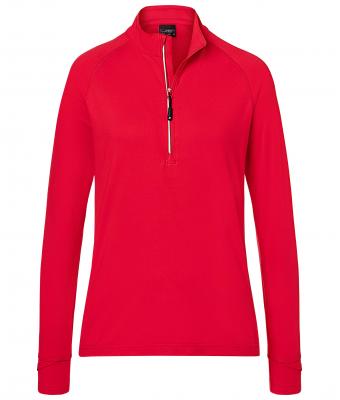 Damen Ladies' Sports Shirt Half-Zip Red 8598