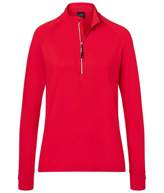 Damen Ladies' Sports Shirt Half-Zip Red 8598