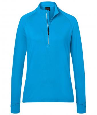 Femme T-shirt sport femme demi-zip Bleu-vif 8598