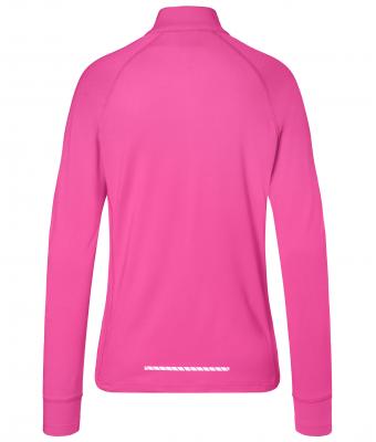 Femme T-shirt sport femme demi-zip Rose-vif 8598
