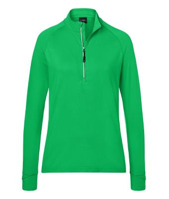 Femme T-shirt sport femme demi-zip Vert-fougère 8598