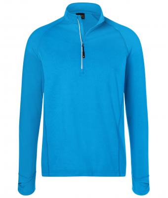 Herren Men's Sports Shirt Half-Zip Bright-blue 8599