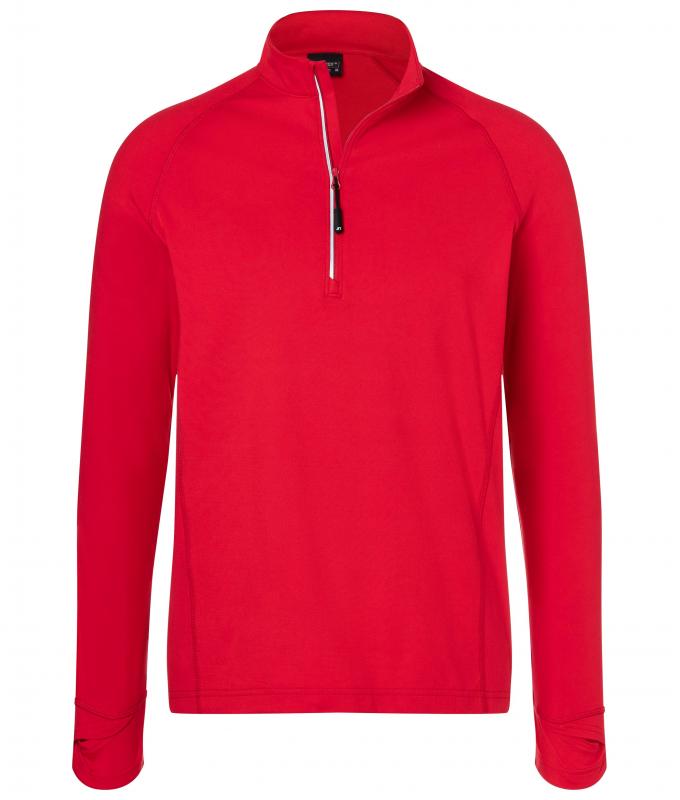 Herren Men's Sports Shirt Half-Zip Red 8599