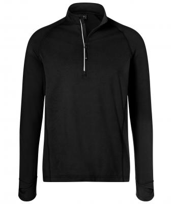 Herren Men's Sports Shirt Half-Zip Black 8599