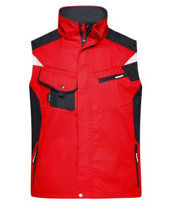 Unisexe Veste de travail sans manches - STRONG - Rouge/noir 8067