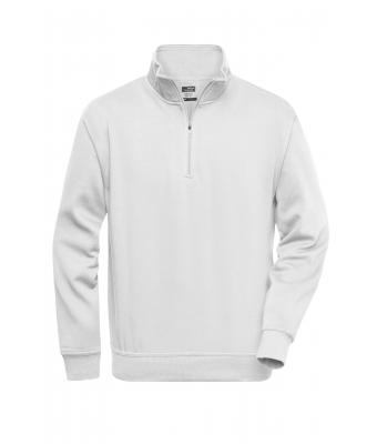 Unisexe Sweat-shirt de travail demi-zip Blanc 8172