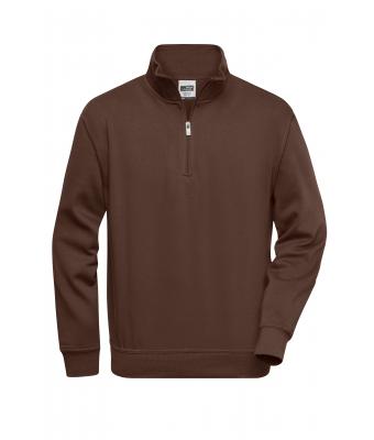 Unisexe Sweat-shirt de travail demi-zip Marron 8172