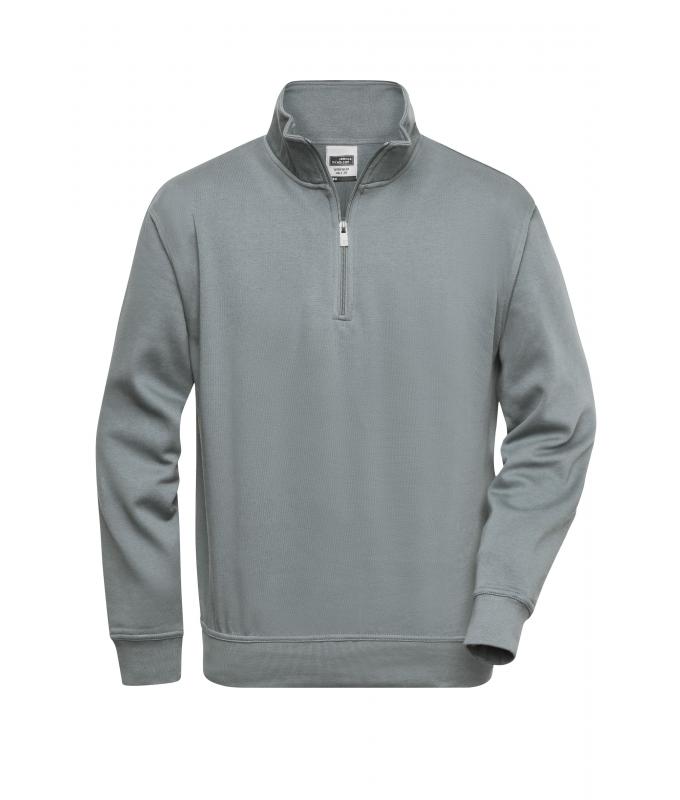 Unisexe Sweat-shirt de travail demi-zip Gris-foncé 8172