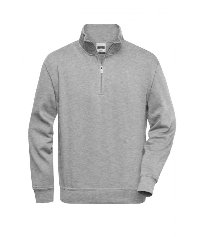 Unisexe Sweat-shirt de travail demi-zip Gris-chiné 8172