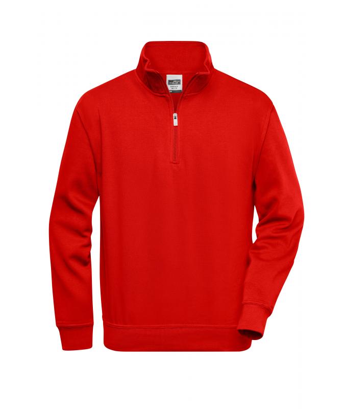 Unisexe Sweat-shirt de travail demi-zip Rouge 8172
