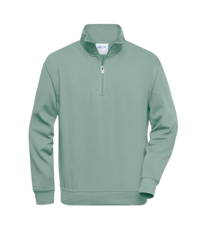 Unisexe Sweat-shirt de travail demi-zip Vert-brumeux 8172