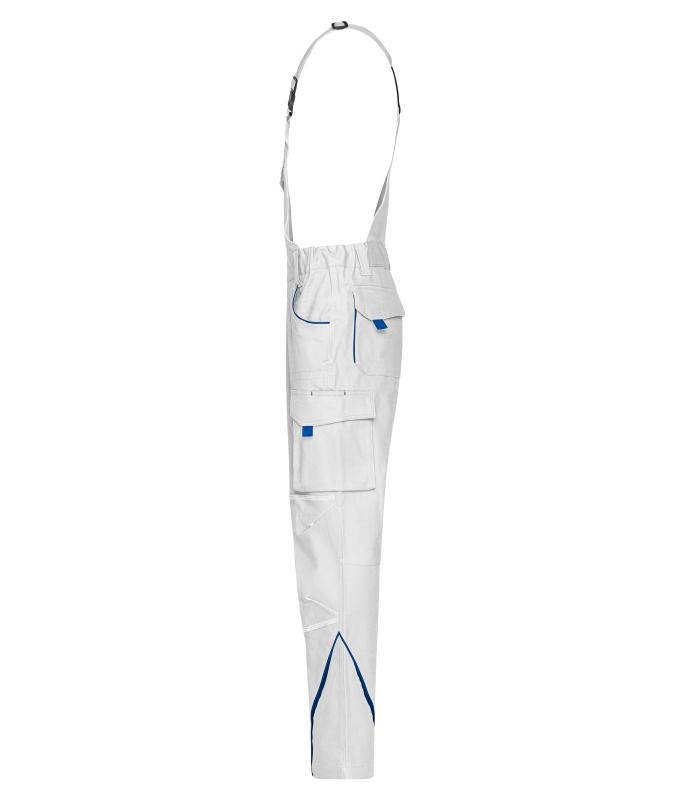 Unisexe Pantalon workwear à bretelles - COLOR - Blanc/royal 8525