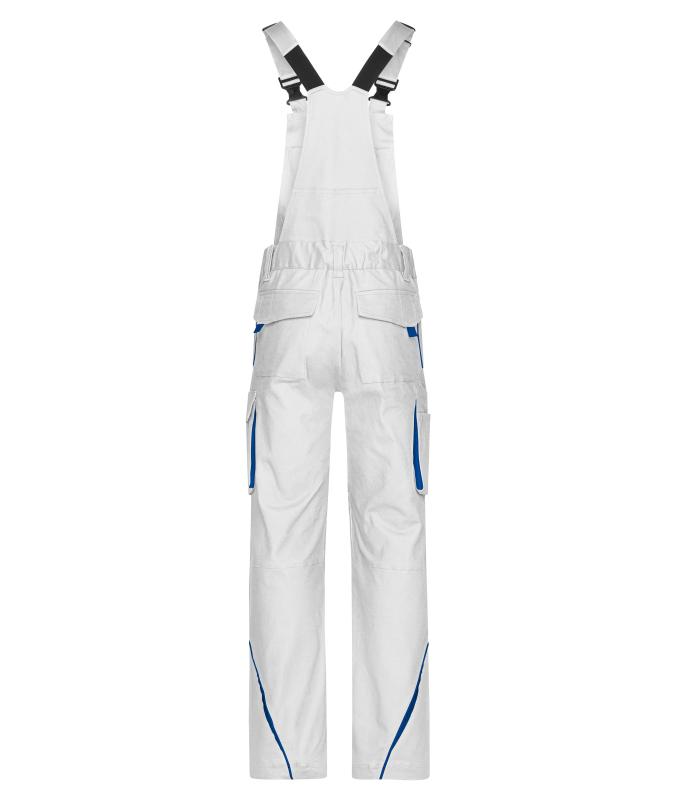 Unisexe Pantalon workwear à bretelles - COLOR - Blanc/royal 8525