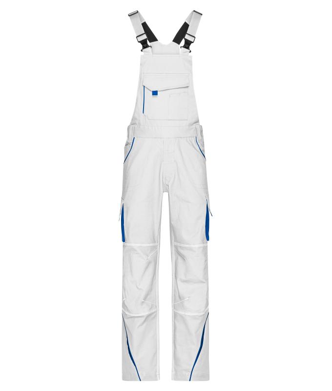Unisexe Pantalon workwear à bretelles - COLOR - Blanc/royal 8525
