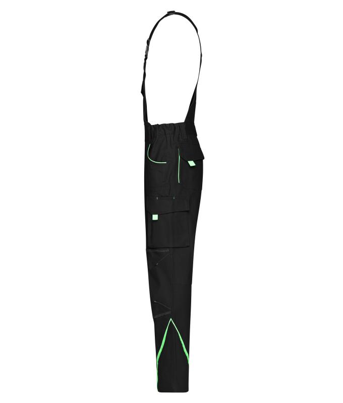 Unisexe Pantalon workwear à bretelles - COLOR - Noir/vert-citron 8525