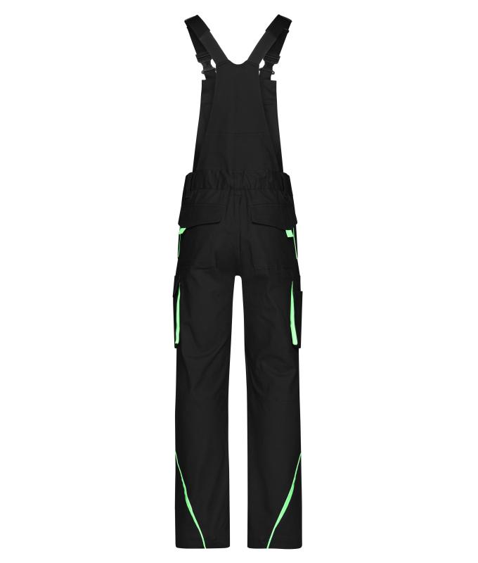 Unisexe Pantalon workwear à bretelles - COLOR - Noir/vert-citron 8525