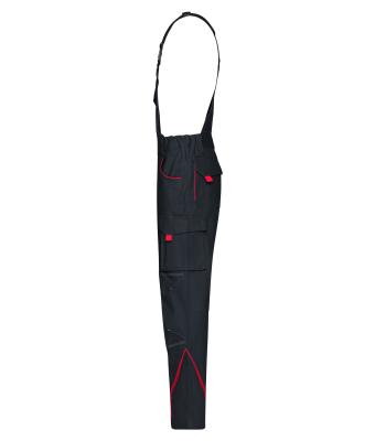 Unisexe Pantalon workwear à bretelles - COLOR - Carbone/rouge 8525