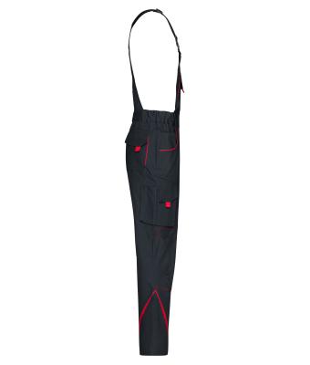 Unisexe Pantalon workwear à bretelles - COLOR - Carbone/rouge 8525